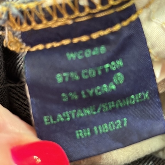 Boden Cropped Denim Cotton/Lycra Red/Green Stitching Accents Jeans 12R - Picture 8 of 13